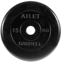 Диск для штанги 15кг d=50мм черный MB-AtletB51-15 MB Barbell