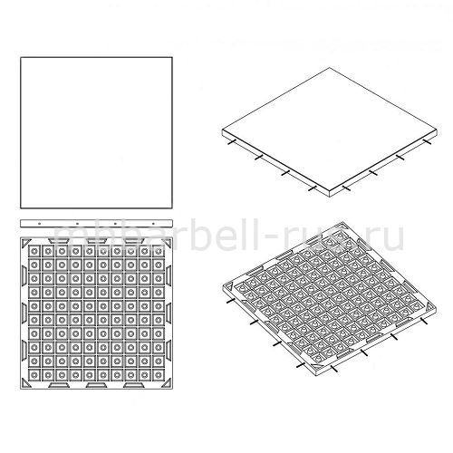 Резиновая плитка 100х100х2,5см рельефное основание IronBull