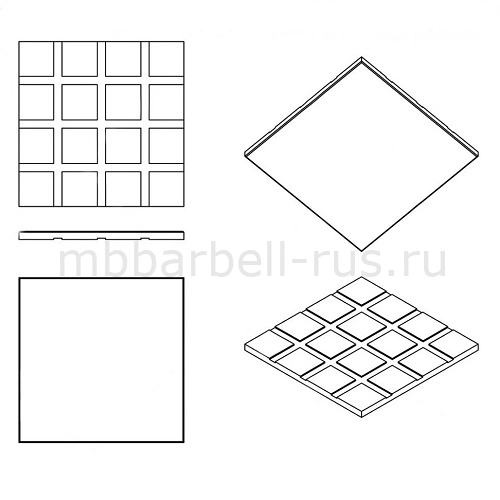 Резиновая плитка 100х100х1см ровное основание IronBull