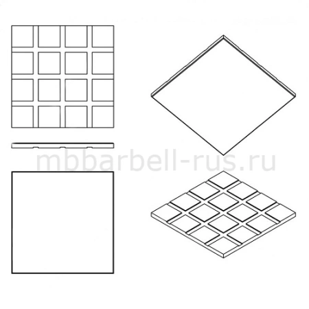Резиновая плитка 100х100х3см ровное основание IronBull