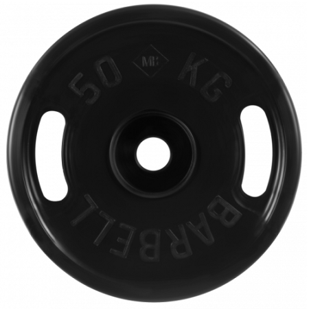 Диск для штанги 50кг d=50мм евро-классик с ручками черный MB-PltBS-50 MB Barbell