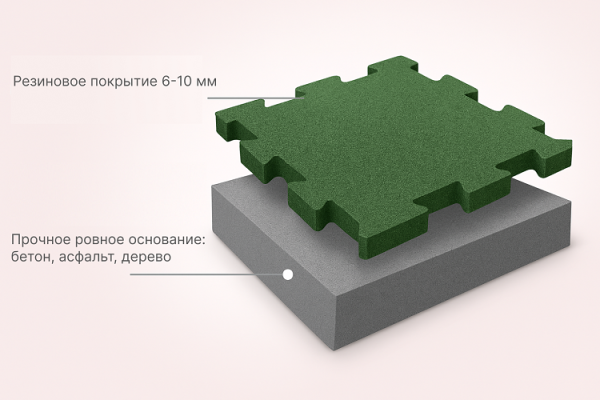 Плитка черная 97х97х0,6 см Пазл комфортное покрытие для тренировок