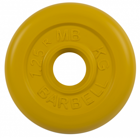 Диск для штанги 1,25кг d=26мм жёлтый MB-PltC26-1,25 MB Barbell