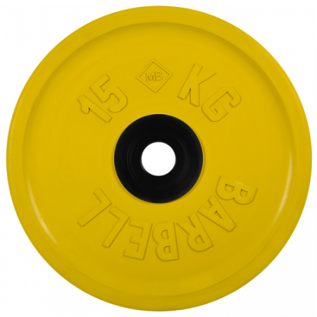 Диск для штанги 15кг d=50мм евро-классик желтый MB-PltCE-15 MB Barbell