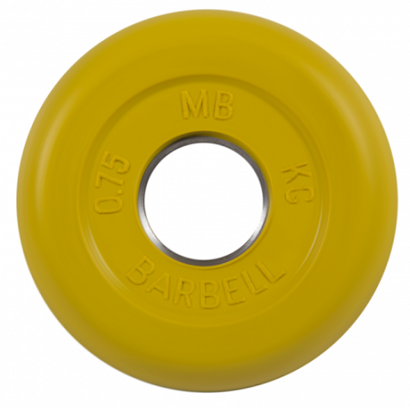 Диск для штанги 0,75кг d=26мм желтый MB-PltC26-0,75 MB Barbell