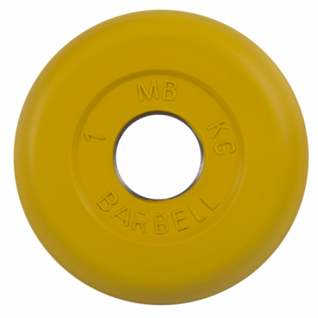 Диск для штанги 1кг d=26мм жёлтый MB-PltC26-1 MB Barbell