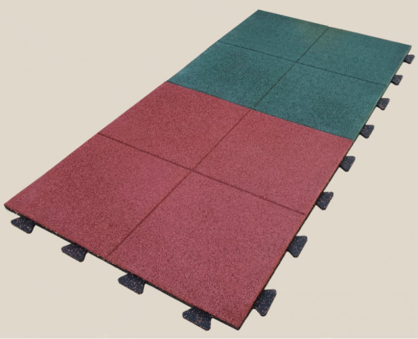 Резиновая плитка 100х100х2,5 см со скрытым замком ласточкин хвост синего цвета для игровых и спортивных зон