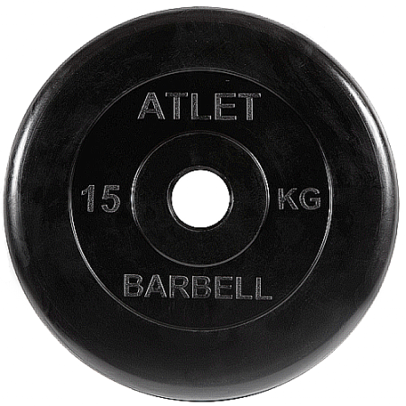Диск для штанги 15кг d=50мм черный MB-AtletB51-15 MB Barbell