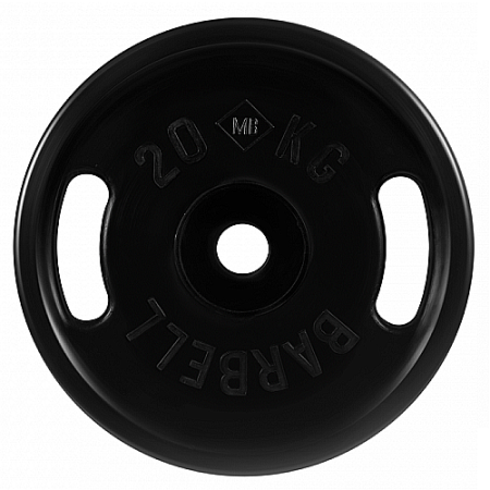 Диск для штанги 20кг d=50мм евро-классик с ручками черный MB-PltBS-20 MB Barbell