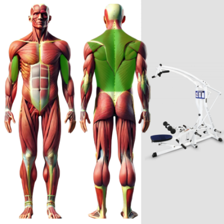 Вертикальная тяга вниз с разведением  рычажная, свободные веса MB 4.28 MB Barbell