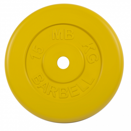 Диск для штанги 15кг d=26мм жёлтый MB-PltC26-15 MB Barbell